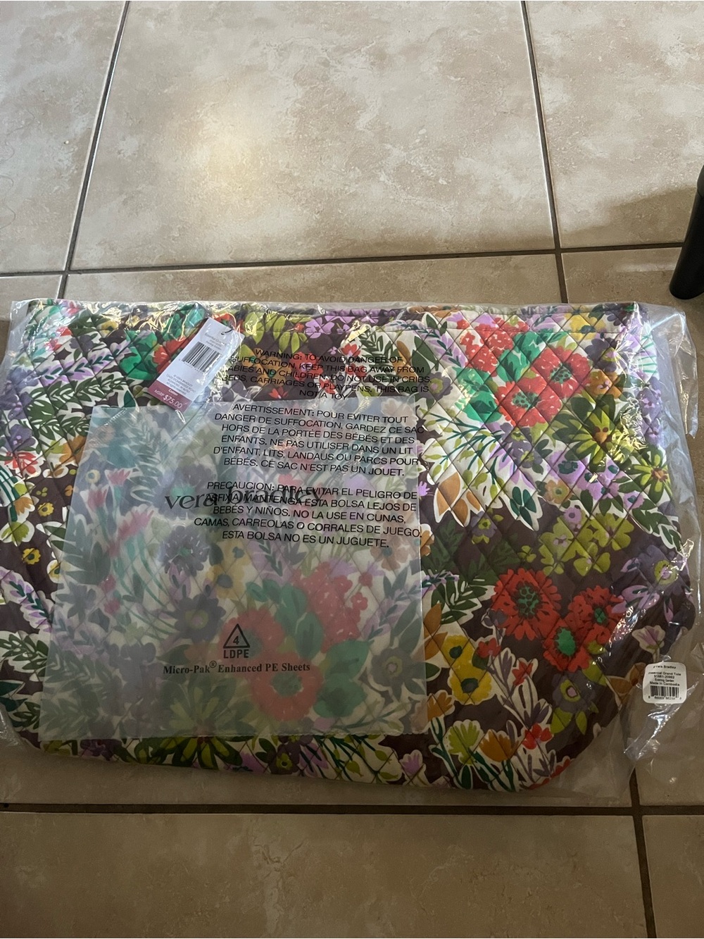 Vera Bradley Quilted Floral Neck Pillow in Green, Purple, Pink
